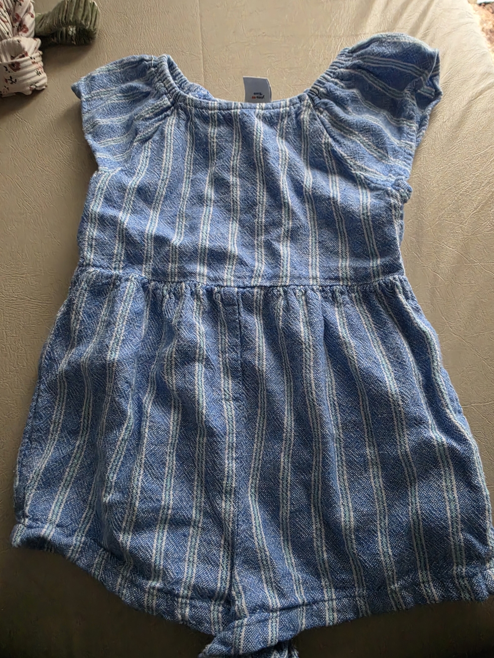 Old Navy Blue & White Striped Girls' One-Piece Romper